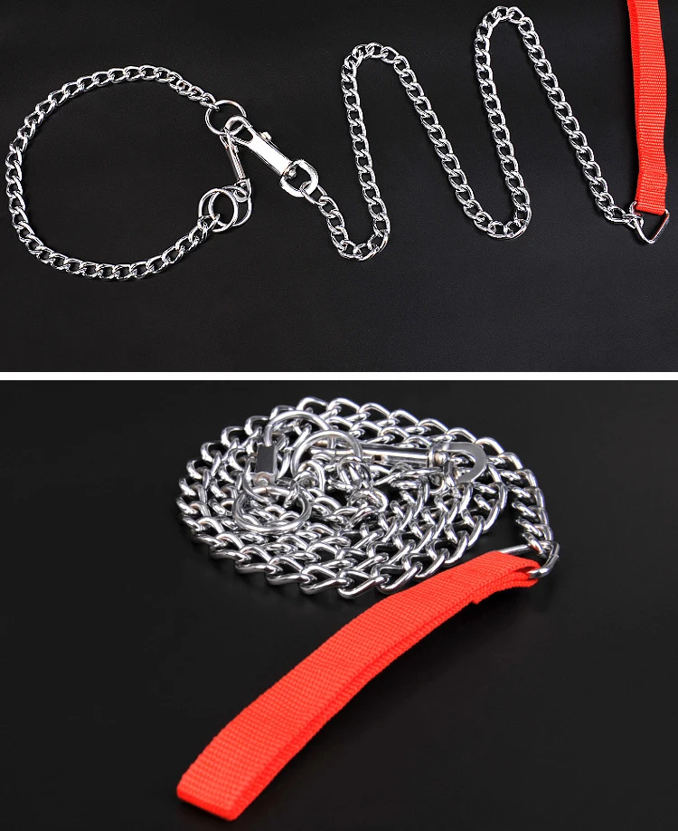 Kingtale Heavy Strong Dog Tie Chain Dog Leash With Nylon Handle Solid