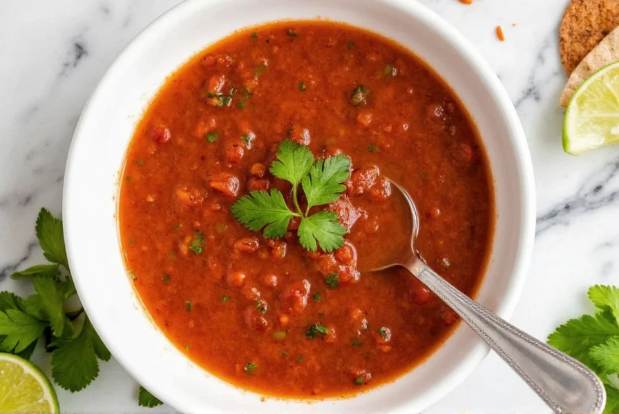 Freshly made arbol salsa in a bowl