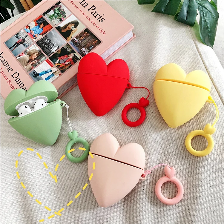 

Heart shape colorful cartoon high protective soft silicone earphone case for airpods, As pictures