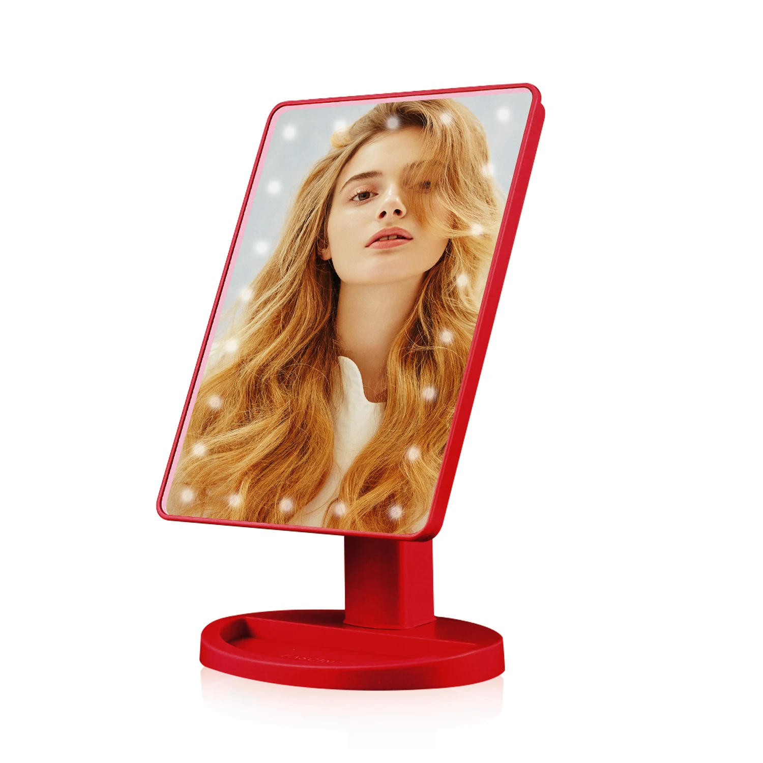 

Factory Usb Charge led Mirror Beauty Desktop Touch Screen Makeup Mirror With 21 Led Lights Smart Plane Mirror with Best Quality