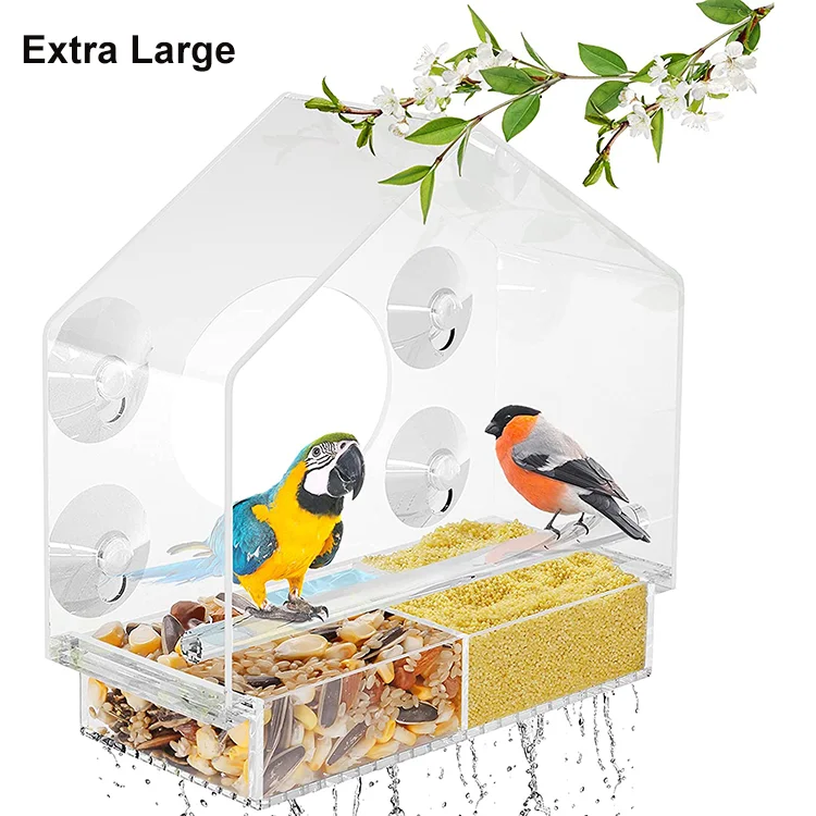 

Easy Clean Perky Pet Food Seed Exotic Outdoor No Mess Feeder Clear Squirrel Proof Wild Window Bird Feeder