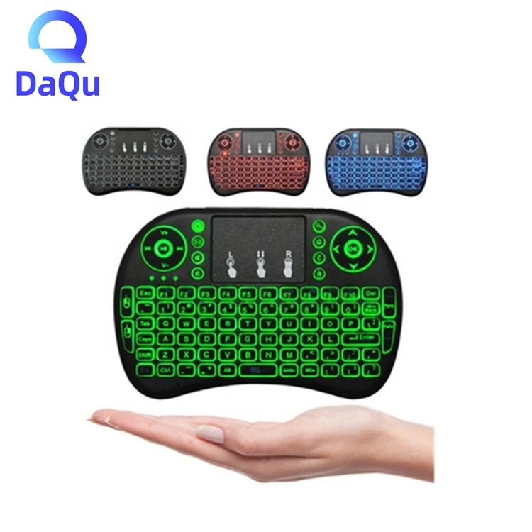 

7 Colors I8 backlit mini keyboard rechargeable smart remote wireless air mouse Arabic Russian keyboard for Android TV box using