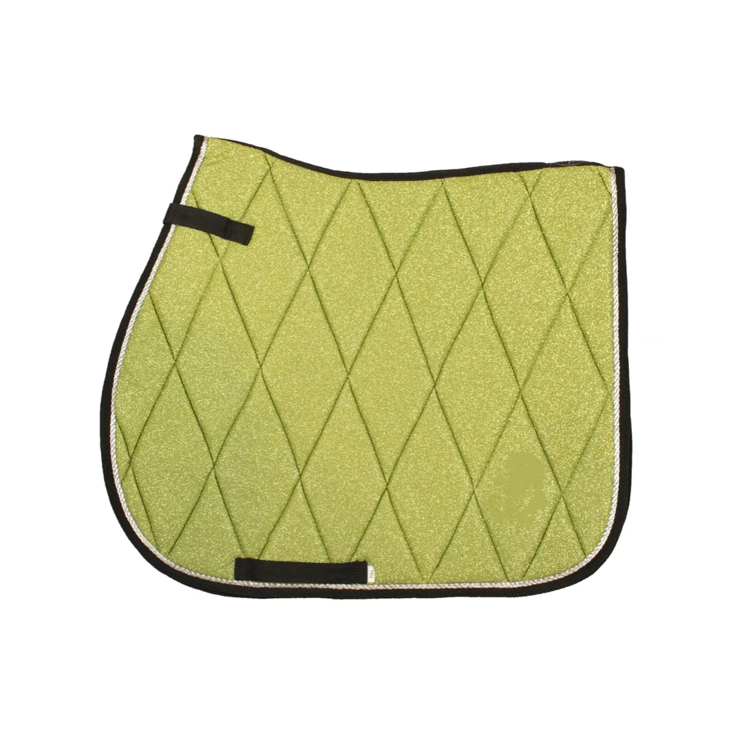 

High end fabric Glitter multi shining horse saddle pad sparkling green saddle cushion, Custom color