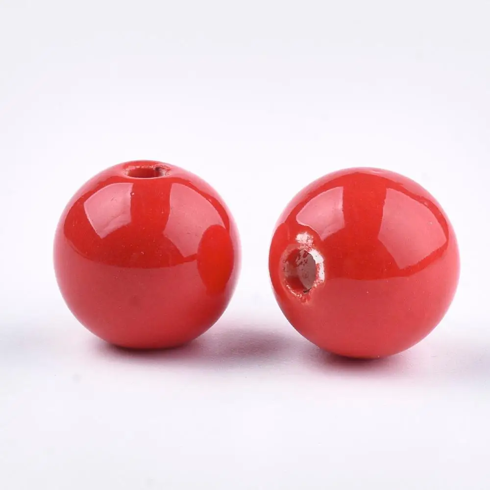 
Pandahall Mixed Color 14mm Round Handmade Bright Glazed Porcelain Beads 
