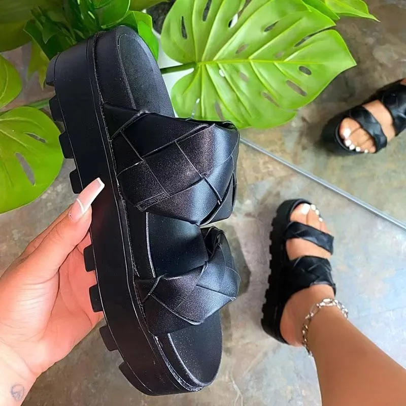 

New design INS 2021 summer slippers beach jelly women platform heels sandals, White, black, apricot, orange