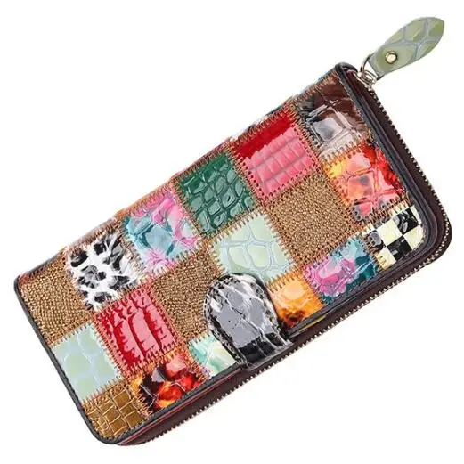 

Westal 009 Women's Genuine Leather Wallet For Women Patchwork Purses And Wallets Clutch Bag For Cards Holder Wristlet, Black