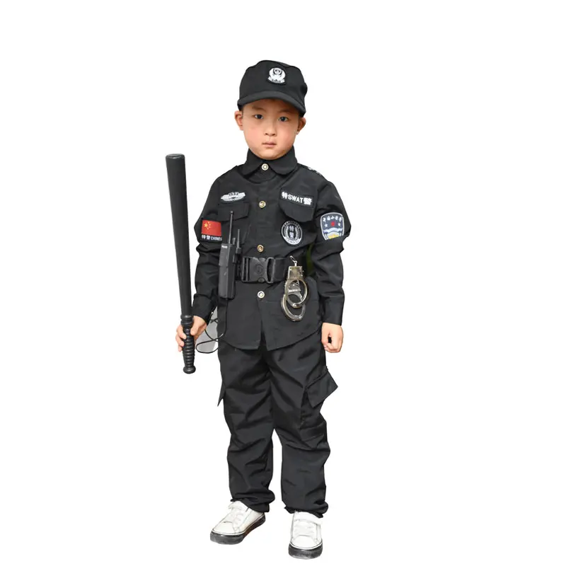 

In Stock Kindergarten Role-Playing Costumes Kids Special Police Officer Uniforms For Children, As picture