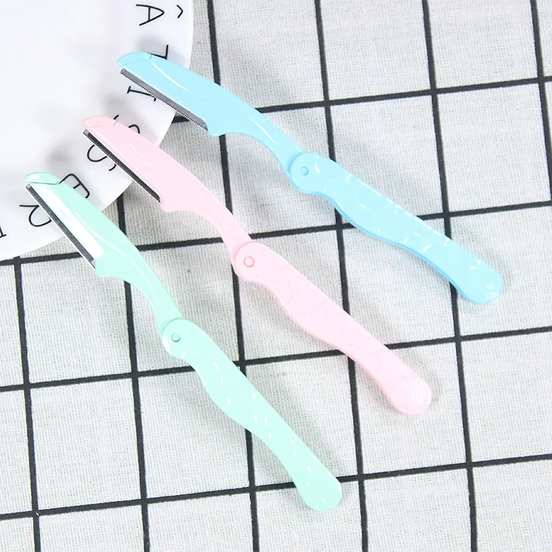 

Folding private label ladies face razor white eyebrow razor trimmer, 3 colors