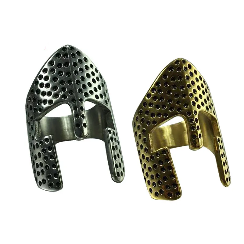 

Trend 2019 New Jewelry Spartak Spartan Warrior Helmet Titanium Stainless Steel Men Mask Finger Ring For Men, Gold,silver