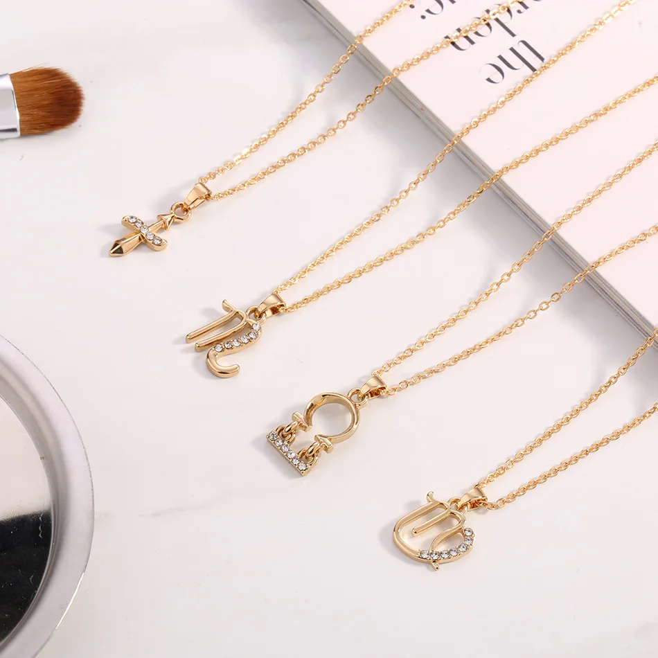 Artilady Chain Gold Necklaces For Women Pendant Statement Necklace 12 Zodiac Necklace Sign For Valentine Jewelry