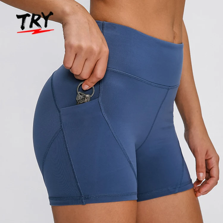 

S2025 Alphalete Gym Women High Waist Out Pocket Sports Running Shorts Athletic Non See Through Bike Shorts, Customized colors
