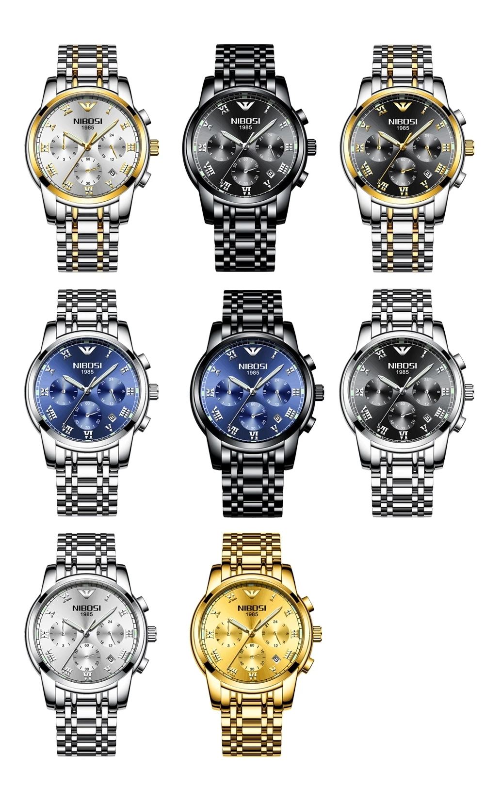 Nibosi Mens Watch Chronograph Quartz Wristwatch Casual Sport Waterproof ...