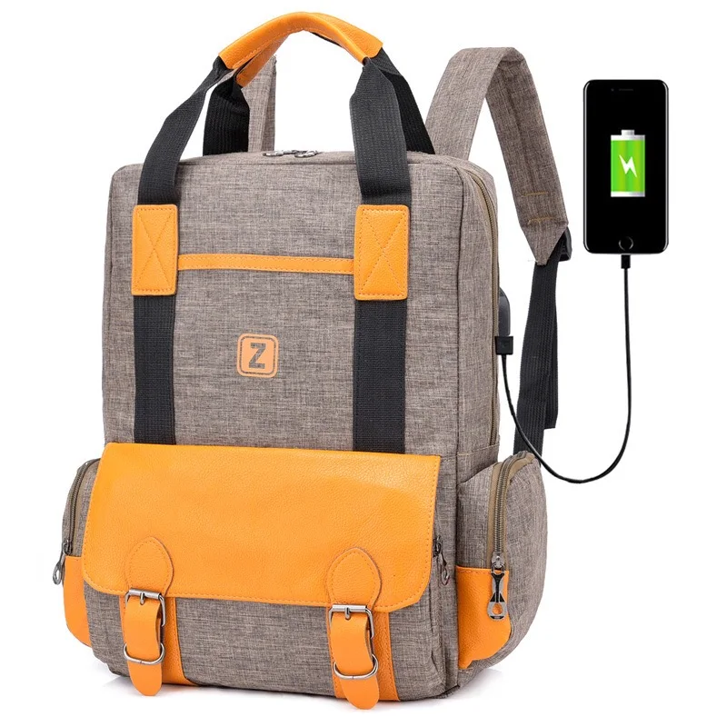 

SB037 High Quality Leisure Waterproof Travel Mochila Laptop Backpack Teenage Student School Bags with USB Charging Port, 4 colors to choose,we can customized your color