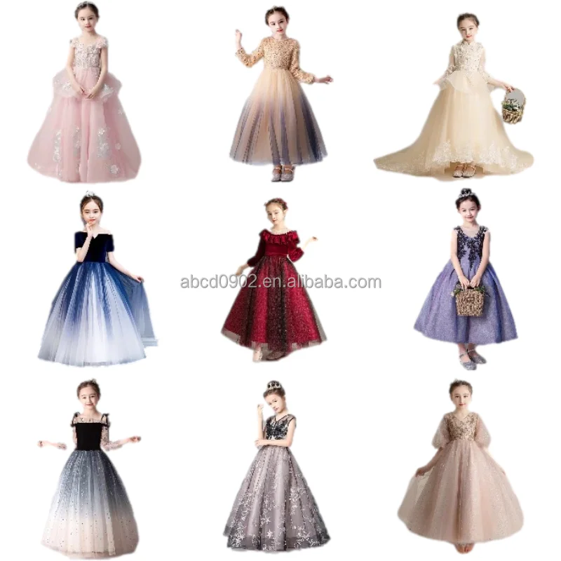 

2021 summer new children's wear girls performance lace dress, high quality fabric handmade for sale