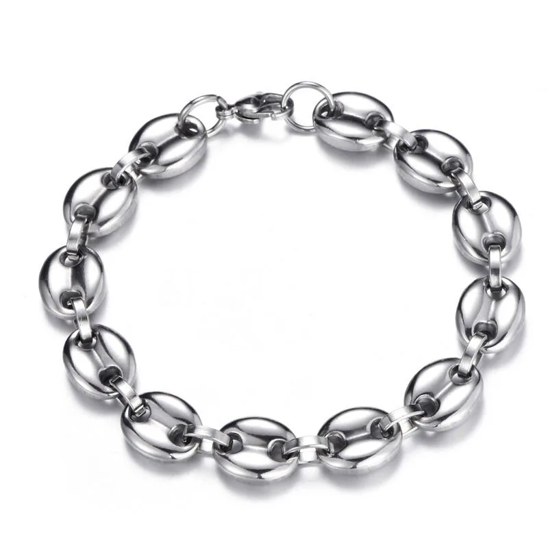 

Simple Popular Style Hot Sale Silver Color 316L Stainless Steel Coffee Bean Shape Bracelets, Gold,silver