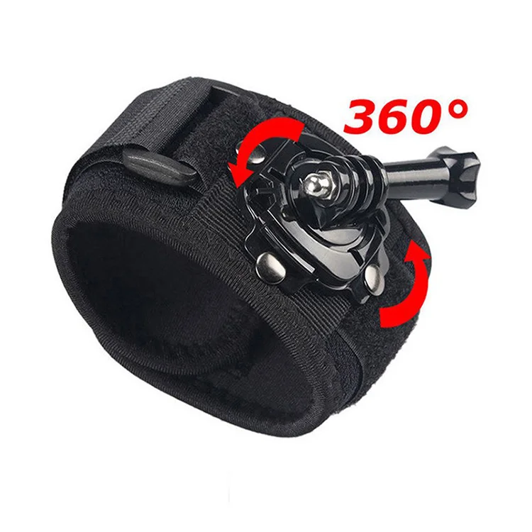 

360 Degree Rotary Wrist Strap Mount Band Holder For GoPro Hero 8/7/6/5/Session Action Camera Outdoor Sports Accessories, Black