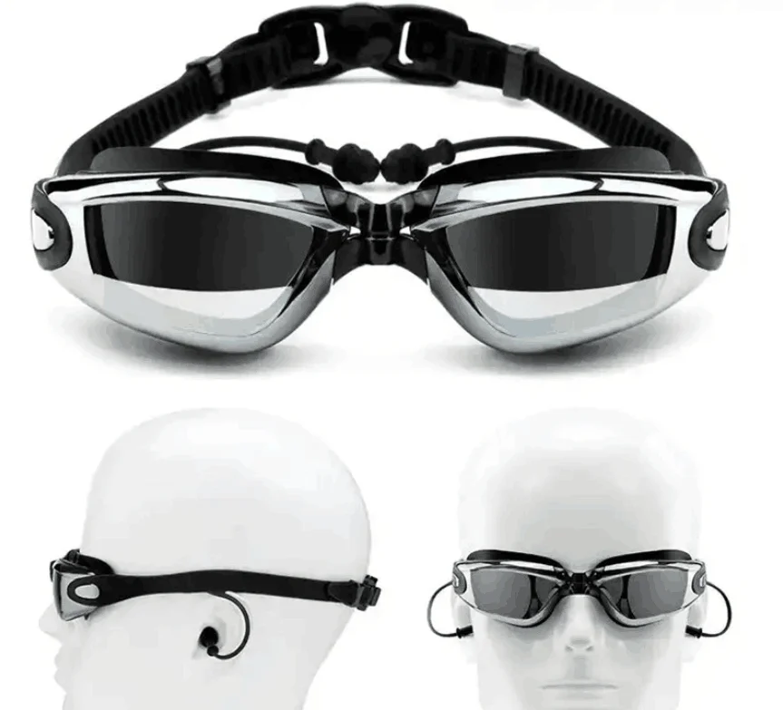 

Swimming Goggles with Earplug Adult Silicone Strap Swim Pool anti fog Men Women Optical Myopia Swimming Goggles, Blue pink black white