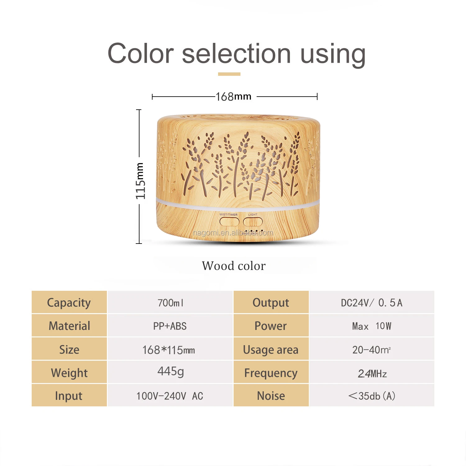 Hot Sale Gift 700ml Remote Control Wheat Ear Pattern Bamboo Art Hollow Ultrasonic humidifier aroma diffuser Led Light