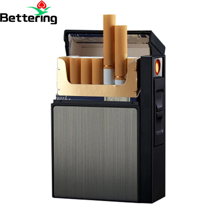 

new trends smoking accessories wind proof electric usb rechargeable electronic box cigarette cigratte holder case with lighter