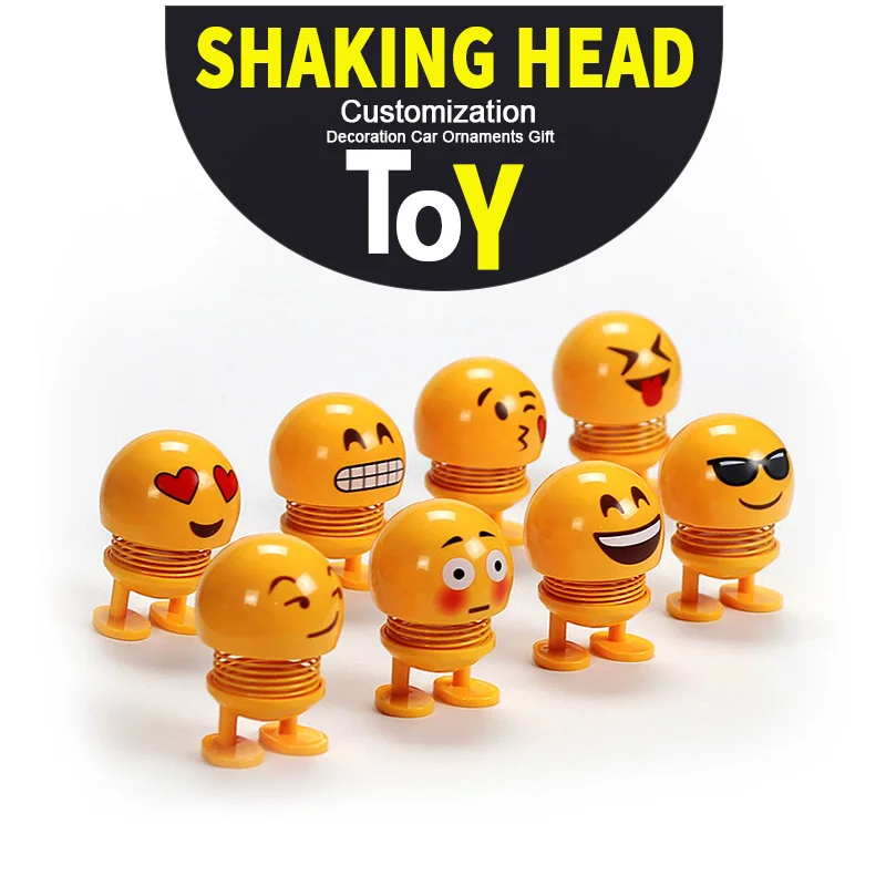 
Cute Creative Shaking Head Doll Decoration Car Ornaments Gift Smiley face Spring Doll 