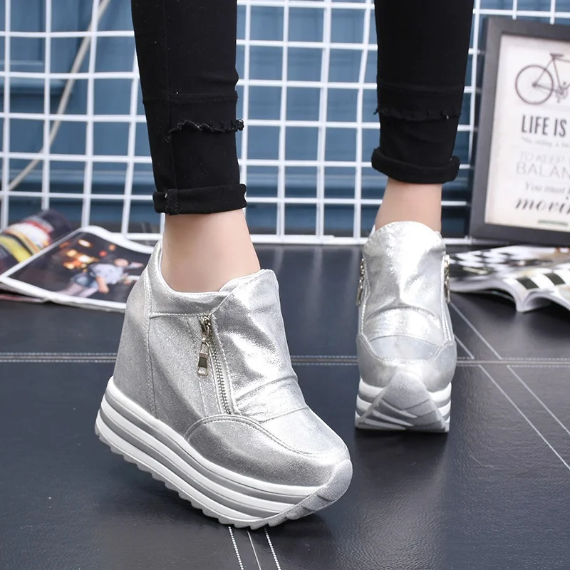 

Women's Casual Shoes Spring Autumn High Heels Ladies Fashion Shoes Women 12CM Wedges Platform Shoes Sneakers For Ladies 2021, White,black,silver