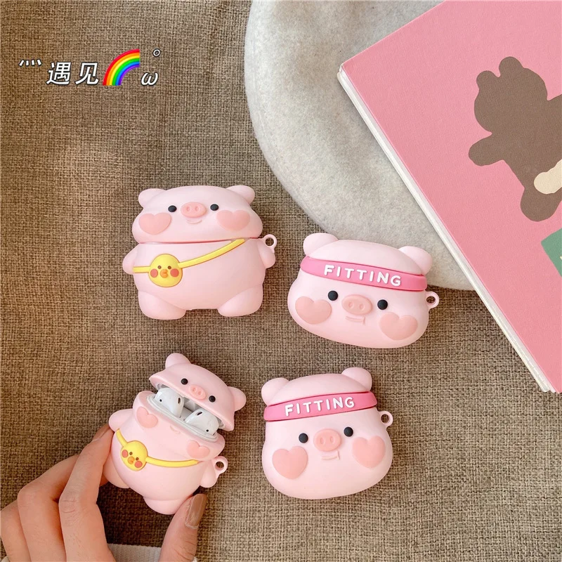 

2021 New Design 3D Cute Cartoon Pig Silicone Earphone Charging Box Protective Cover Case For Apple Airpods 2 1 For AirPod Pro