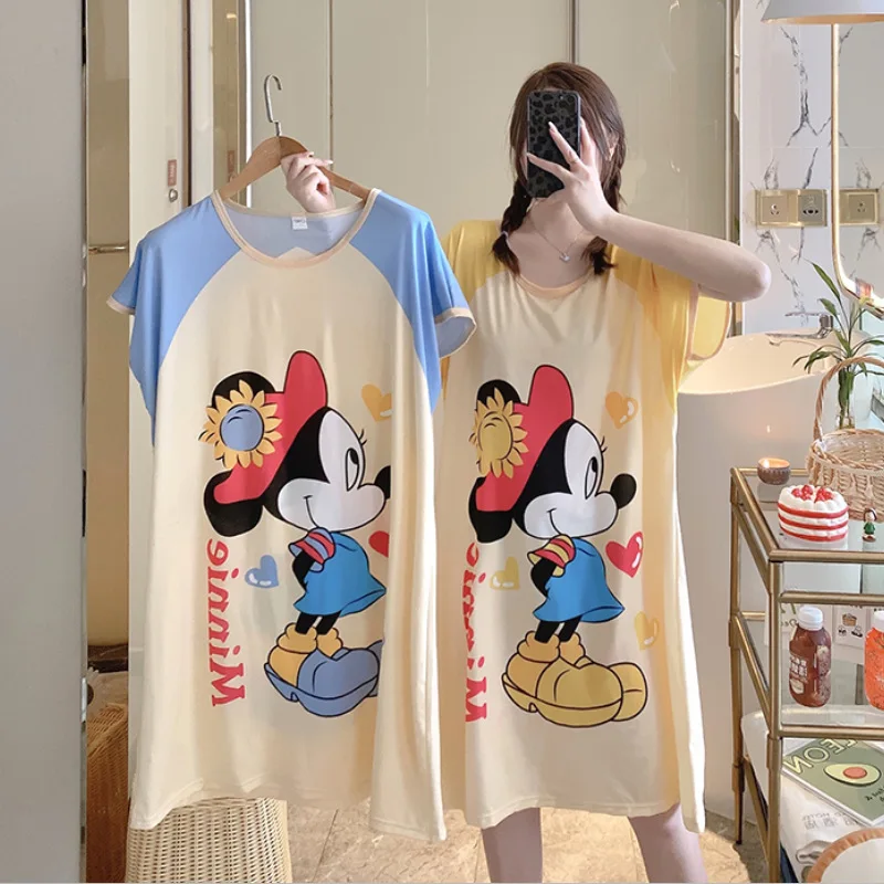 

Large Size Can Wear Short Sleeved Pyjamas Summer Cartoon Nightdress 2021 Cross-border Wholesale Loose Sexy Women Pajamas Printed, Picture shows