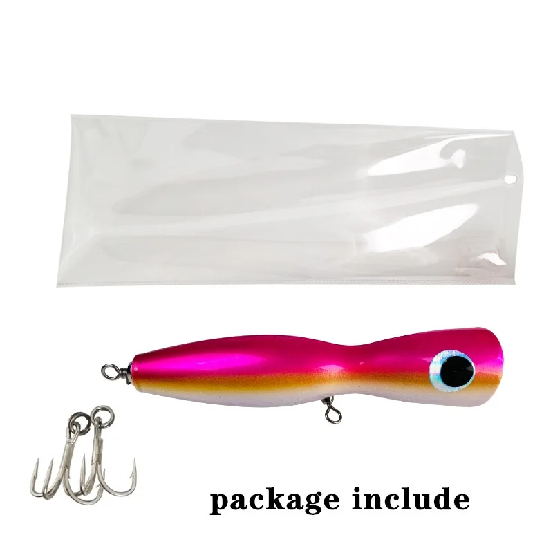 

Topwater Wooden Poppers GT Surface Popping Lures Deep Sea Handmade Fishing Baits, Various color