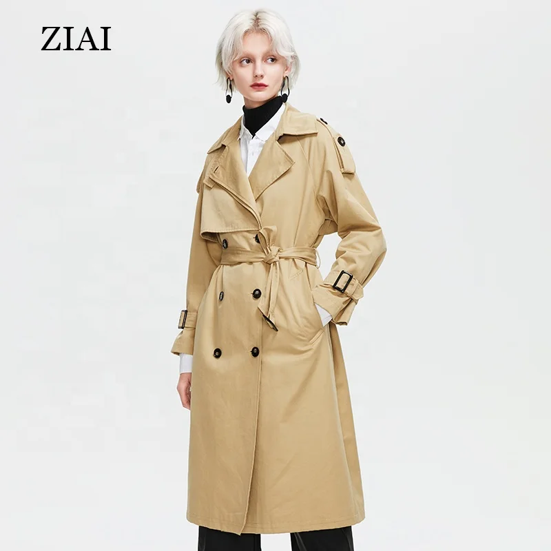 Good Quality OEM Customize Double Breasted Oversized Waterproof Belted Classic Trench Coat Cool Trench Coat