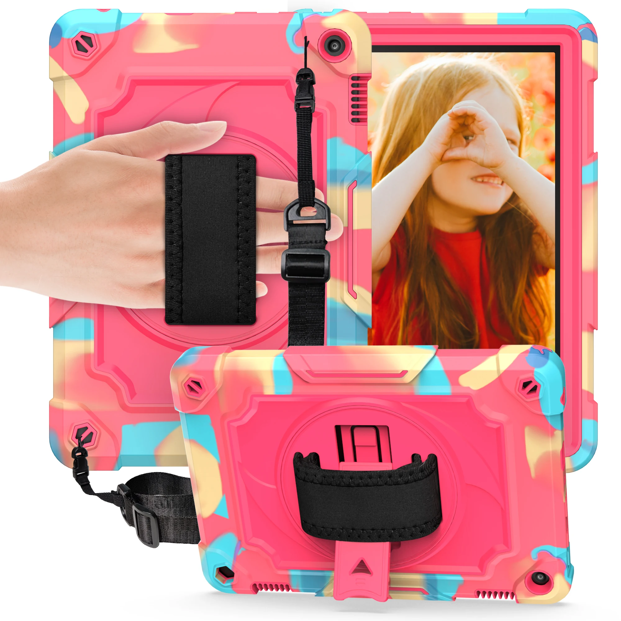 

Tablet covers with rotate hand stand shoulder belt For Amazon Fire HD 8