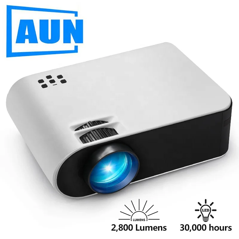 

AUN MINI Projector W18, 2800 Lumens, 854*480P, LED Portable Home Cinema for 1080P Video Beamer
