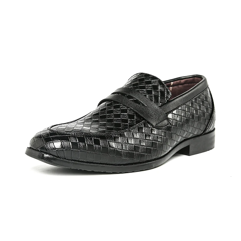

Large size men's formal leather shoes Italian woven British fashion dress shoes