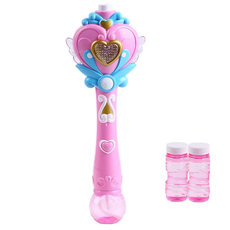 

Customizable Blowing bubble wand toys machine Magic Wand bubble blower With LED Light Magic Bubble Wand kids toys