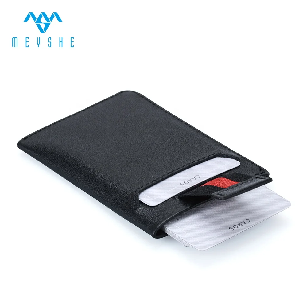 

OEM Business Black grain genuine Slim Leather pull up blank card holder