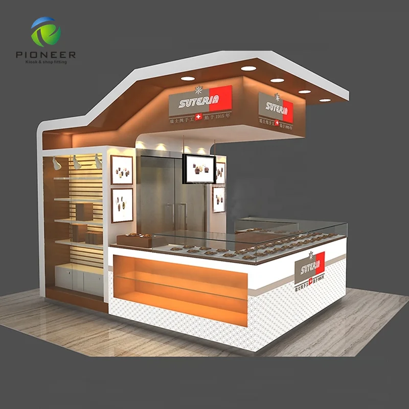 

Pioneer Retro Snack Bar Furniture Display Kiosk For Shopping Mall / Centre, Customized color