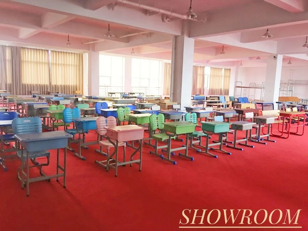 
Cheap plastic strong metal adjustable school desk double student desk and chair school plastic table and chair for kids 