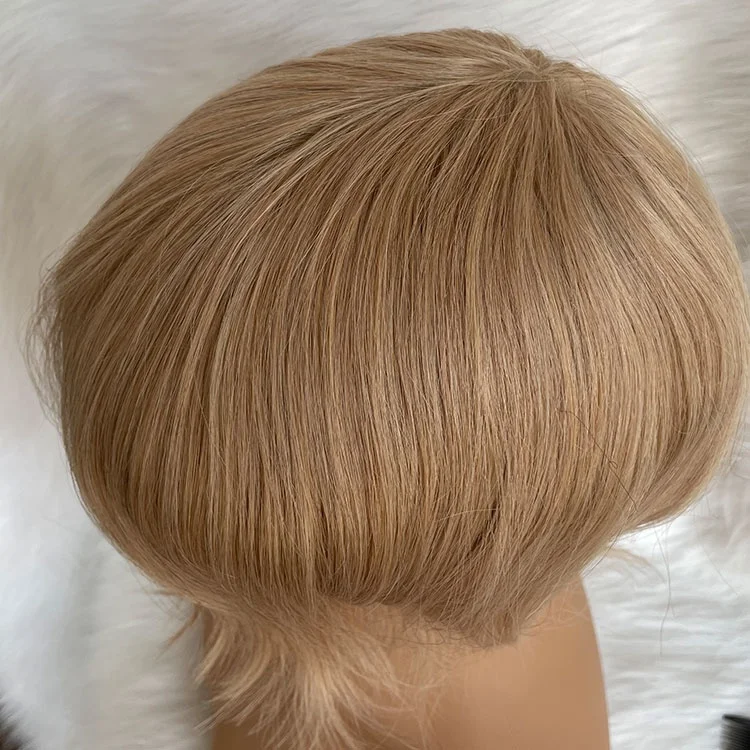 

Men'S Toupee Hairpieces Replacement System For Men PU Base Net hair color 22# honey blonde10x8 "