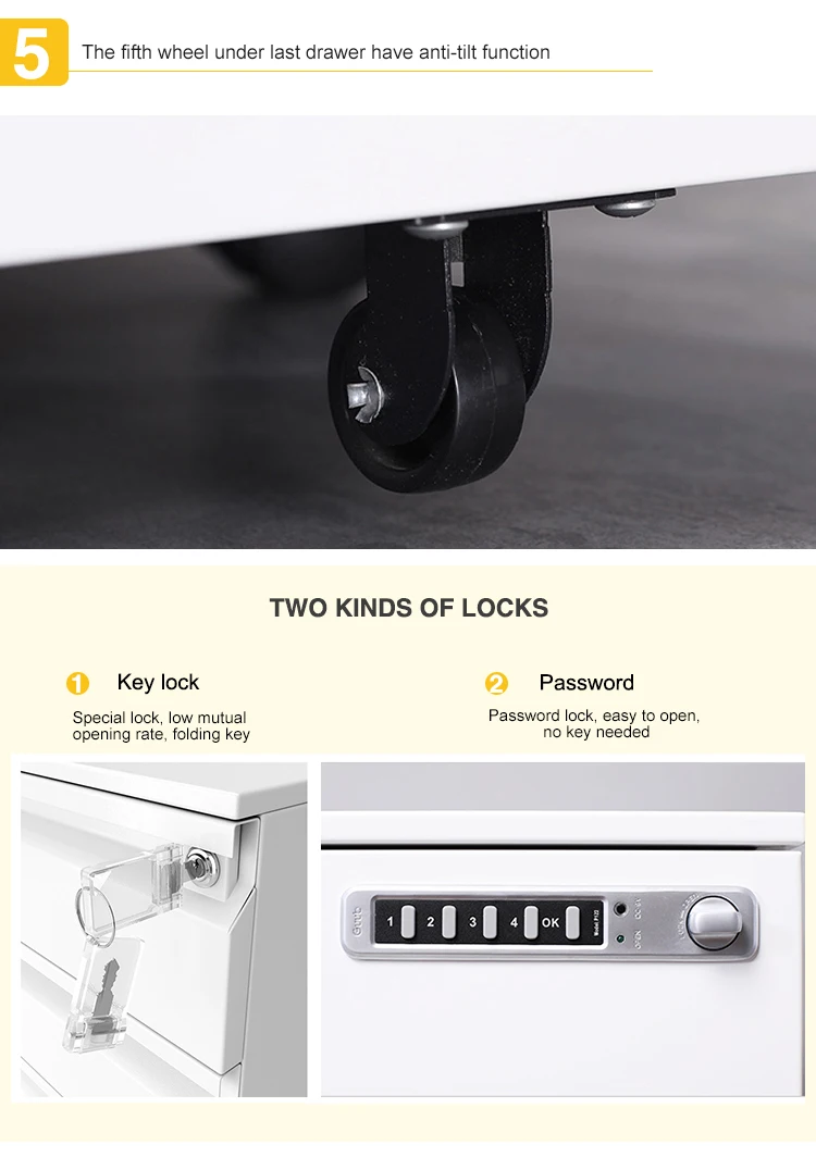 3 Schubladen Stahl Mobile Sockel Archivadores Metall Beweglichen Hängen