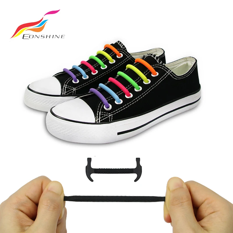 

Colorful Tieless Shoelaces Kids Wash Free Flat Silicone Elastic Shoe Laces for Sport, 12 colors to choose as below