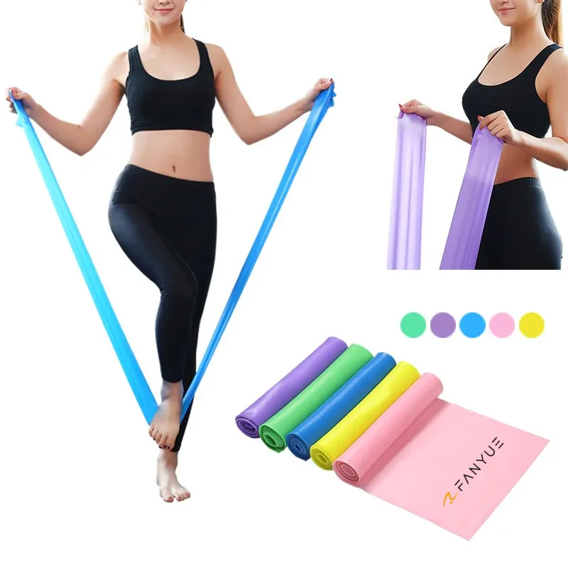 

Custom 1200*150*0.35 mm Latex Elastic Yoga Pilates Stretch leg Exercise Flat Resistance Band