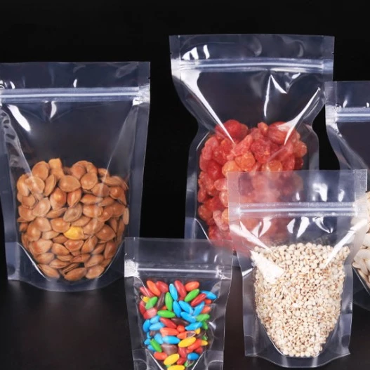 

Resealable Zip lock Doypack Stand Up Pouch Clear Transparent Plastic Snack Food Storage Packing Bag With Zipper