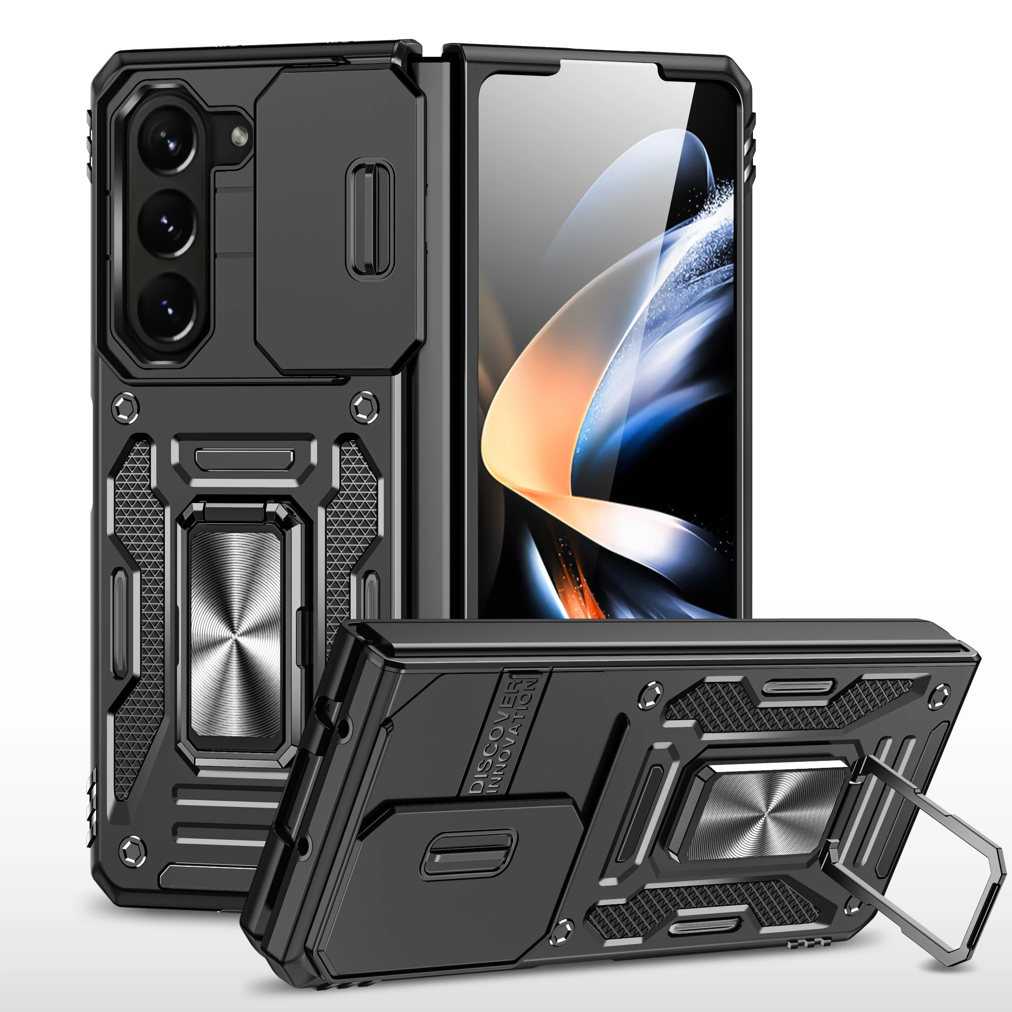 

Hybrid Phone Case With Holder For Samsung Z Flip 5 Fold5 Popular Foldable Case Design With Stand For Daily Use