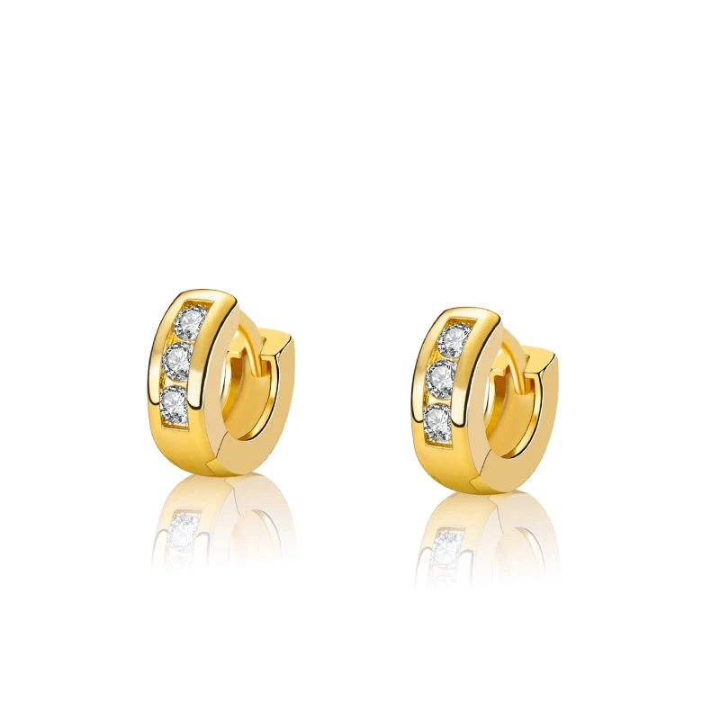 

Hot-plated earrings 18k white zircon ladies earrings jewelry simple traditional design factory wholesale, Golden