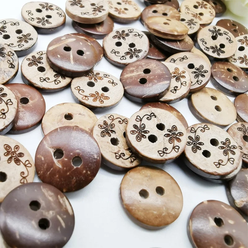 

Natural Style round wood coconut buttons Garment Decoration 2/4-Holes Brown Coconut Button, Customize