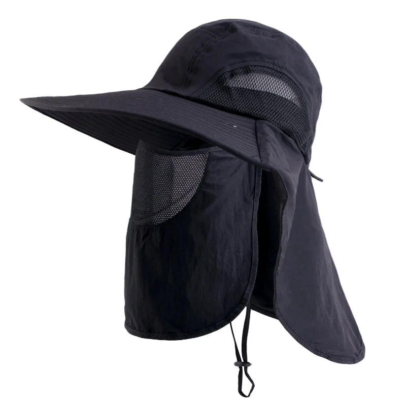 Wholesale Custom Logo Hair Accessories Quick-dry Climbing Hiking Outdoor Sun Hat with Neck Fap Fishing Bucket Hat For Women Men