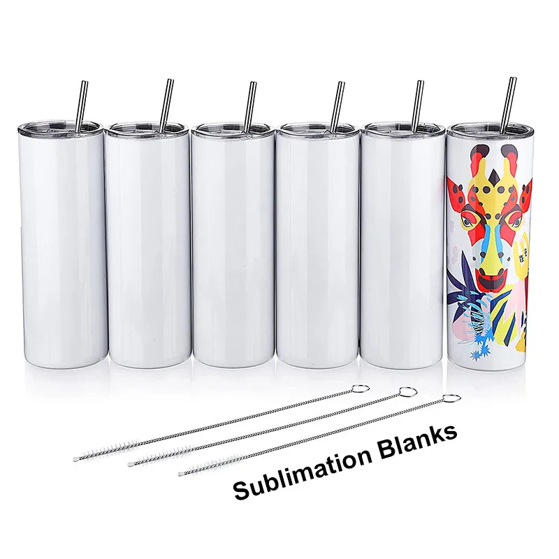 

Top Quality 20oz 20 oz USA Stainless Steel Skinny Straight Custom Print Powder Coating Sublimation Blanks Cups Mugs Tumblers, White tumbler for sublimation