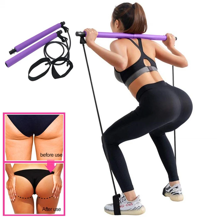 

Wholesale Portable Stick Muscle Gym Fitness Pilates Exercise Bar, Pink/purple