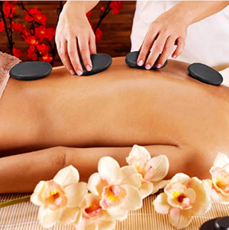 

New Arrival Black Spa Energy Stone Massage Set Natural Guasha Hot Massage stone for Relaxation or Anxiety Relief