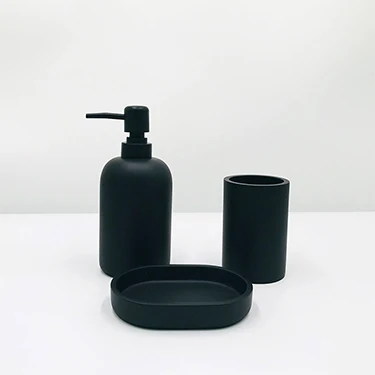 Rubber-Coated Black Bath Accessories