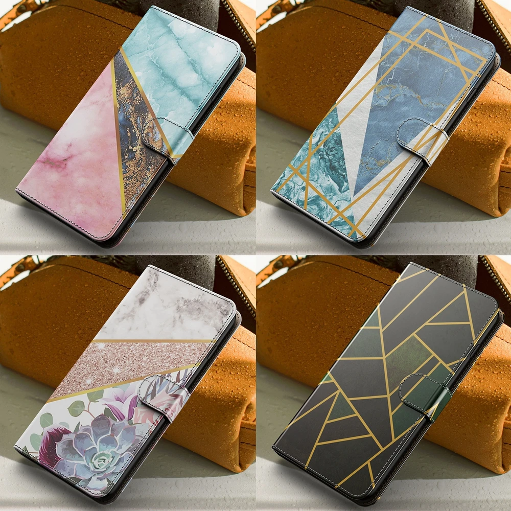 

For Redmi Note 9 Pro Case for Funda Xiaomi Redmi Note 9S 9Pro Max Case Marble Succulents Flip Wallet Leather Phone Cover Women